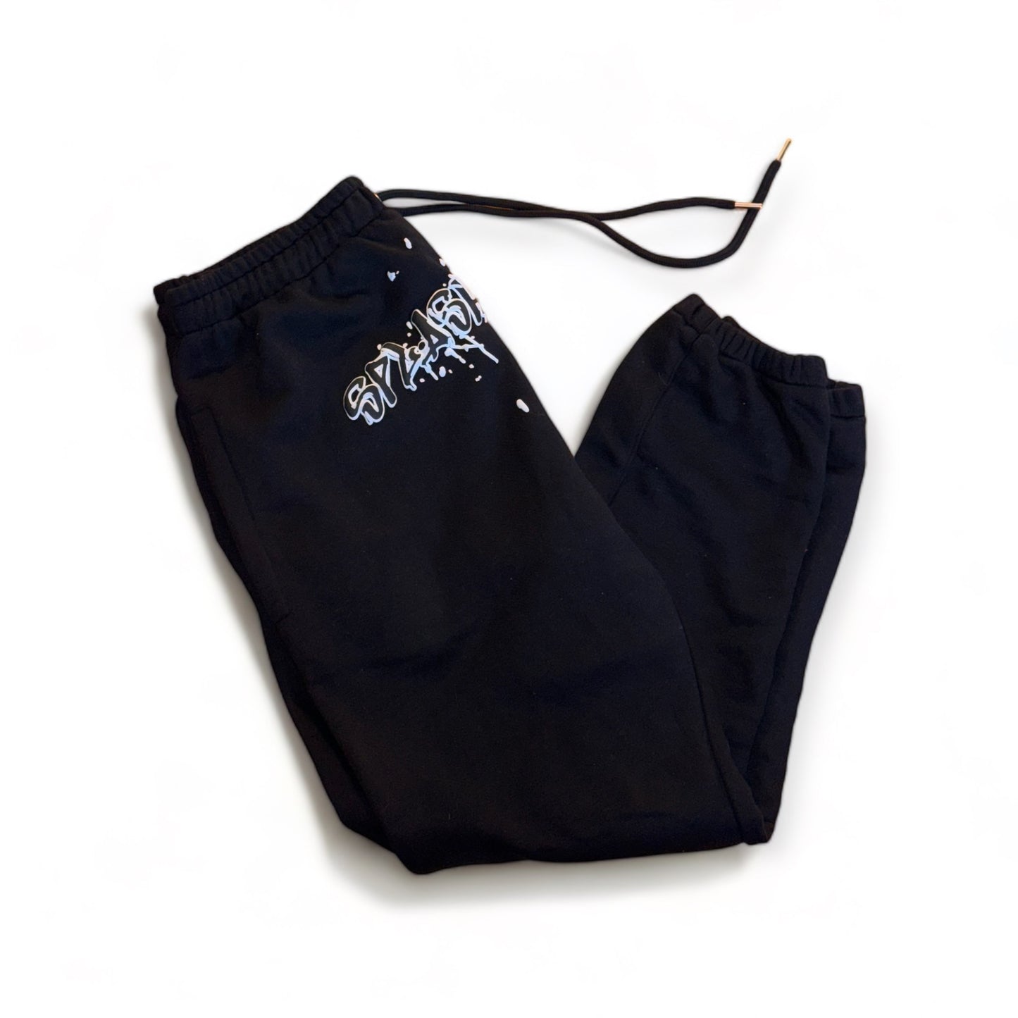 (Pre Order)Black “Splash” cuffed Joggers